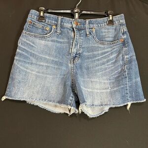 Madewell Blue Jean Shorts with Frayed Hem Size 28